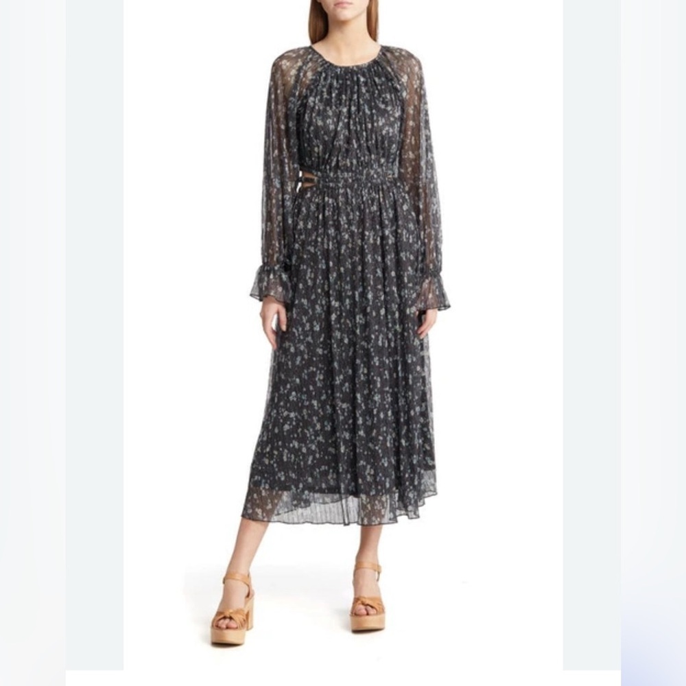 Moon River Floral Cutout Midi Dress Boho Cottagecore Party Fall Holiday Wedding